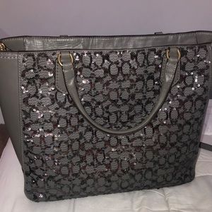 Classic coach sequin tote
